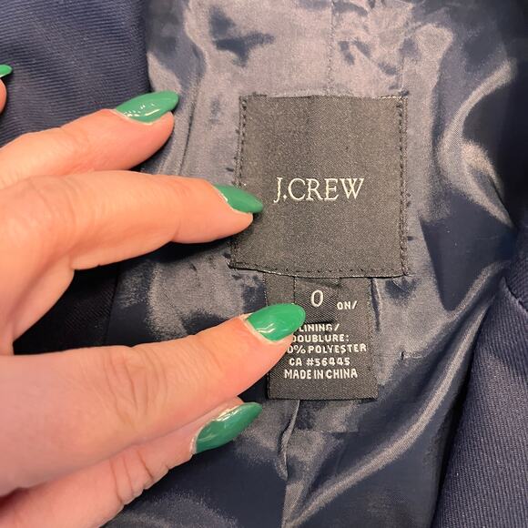 J.Crew Superfine Cotton Two Button Navy Blazer Size 0 - Picture 3 of 7